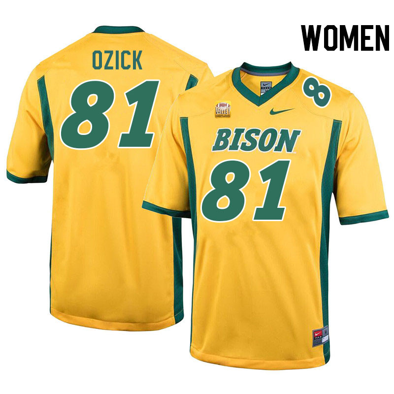 Women #81 Eli Ozick North Dakota State Bison College Football Jerseys Stitched-Yellow